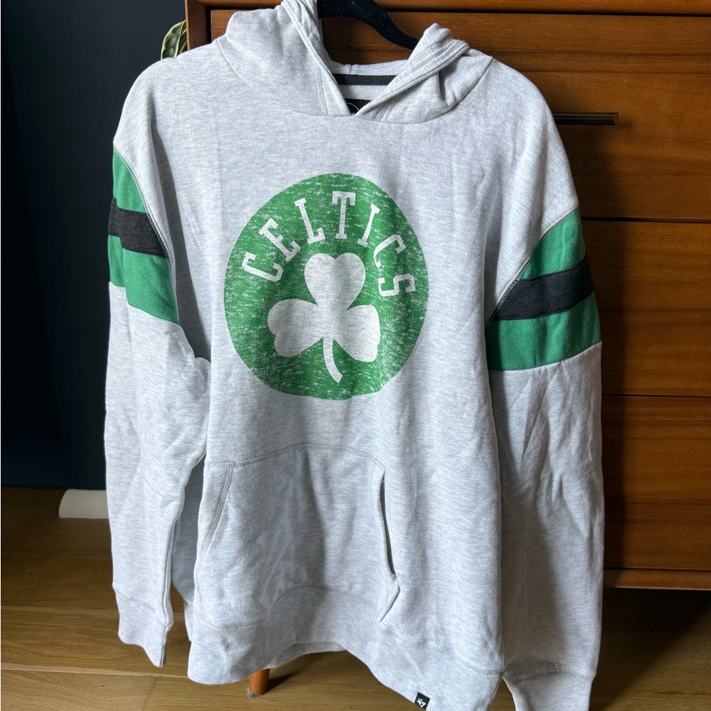 Gray and Green Celtics Hoodie